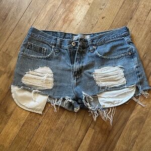 Wrangler Blue Distressed Jean Shorts